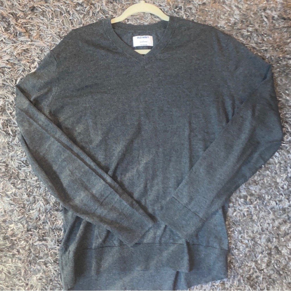 Old Navy V Neck Lightweight Gray Sweater Mens Size Large Pullover